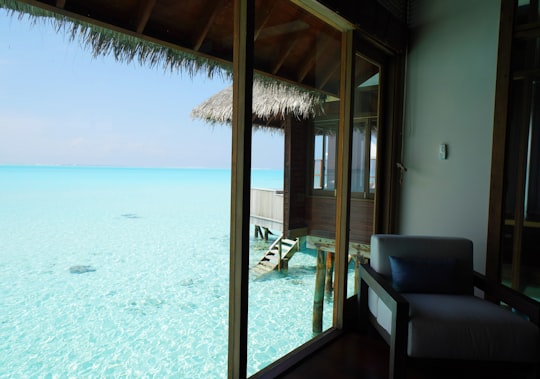 brown wooden framed glass door in Alif Alif Atoll Maldives