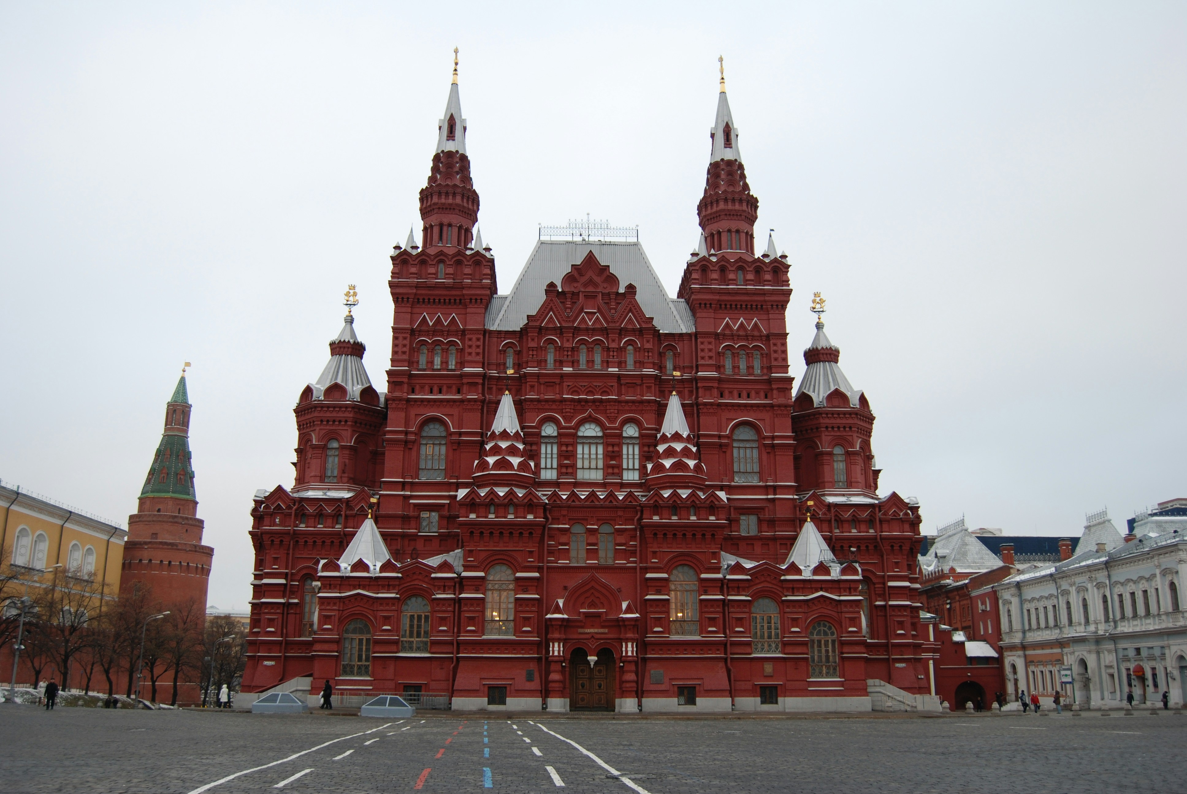 red and white concrete building