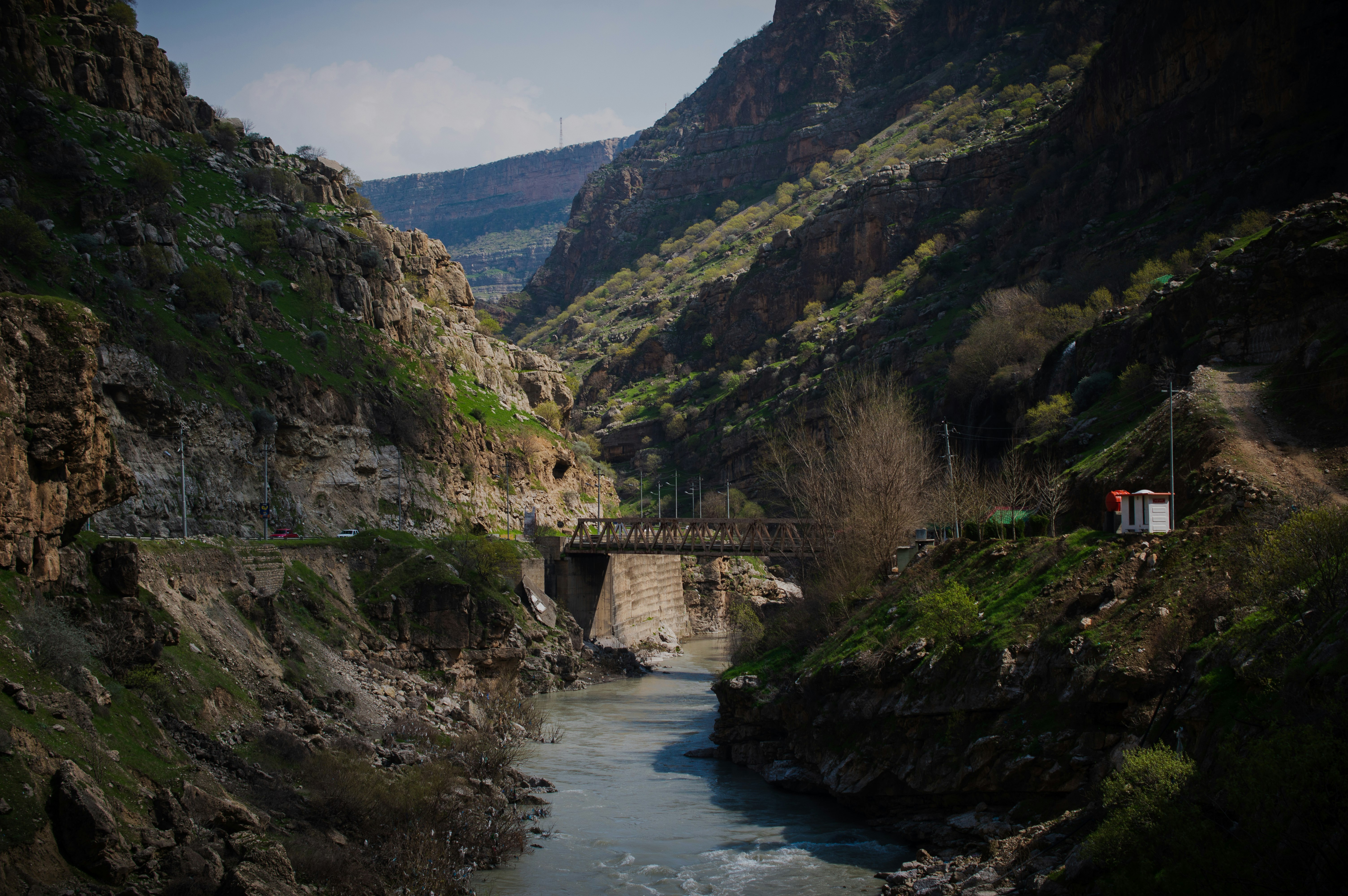 green and brown mountains beside river during daytime