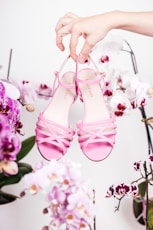 pink and white peep toe sandals