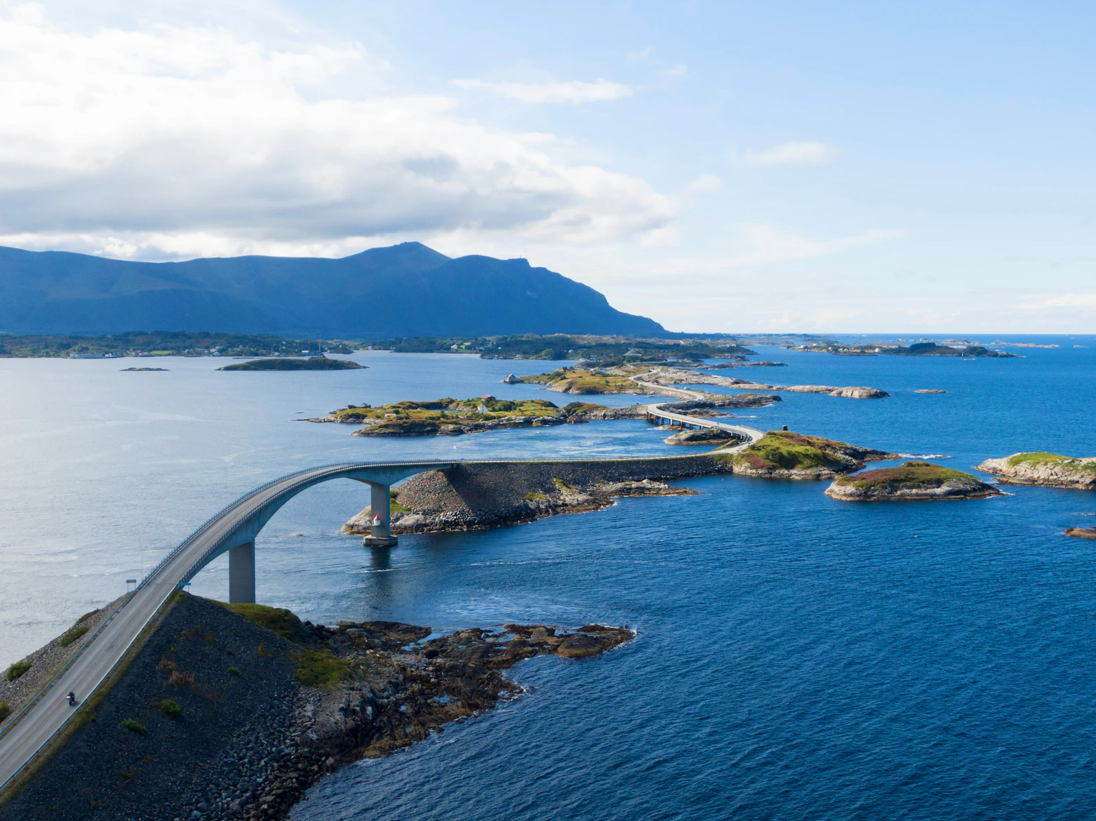 Rocky islands and calm water on Norway's Atlantic coast