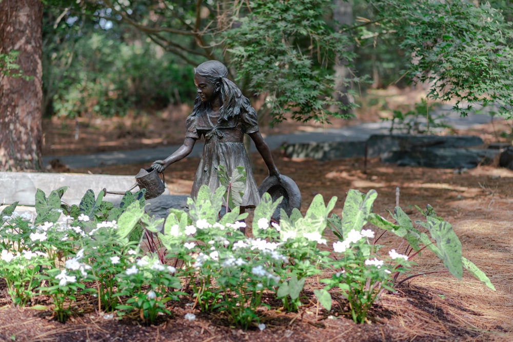 woman in black dress statue