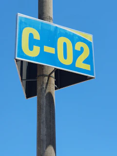 blue and white stop sign