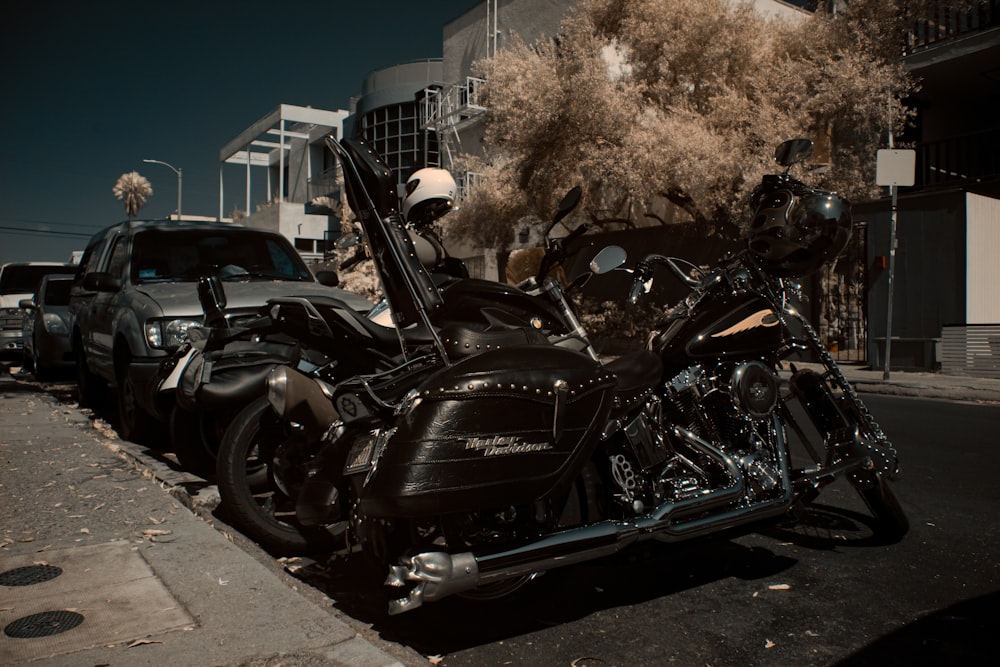 black and silver cruiser motorcycle