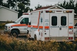 An ambulance parked outside a residential home, ready for emergency response.