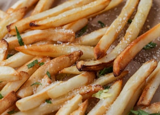 brown fries on white ceramic plate