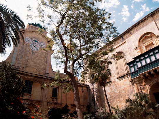 brown concrete building near green trees during daytime in Valletta Malta