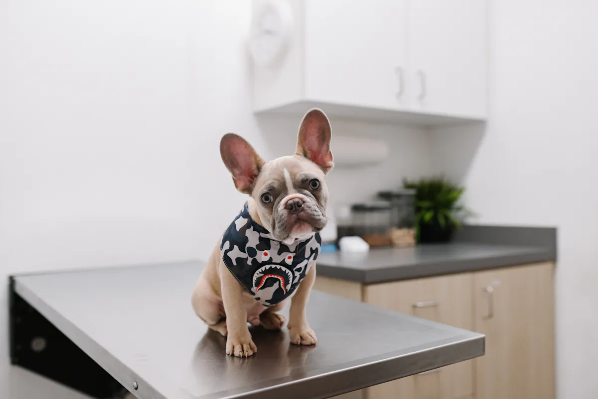 A small dog looking directly at the camera