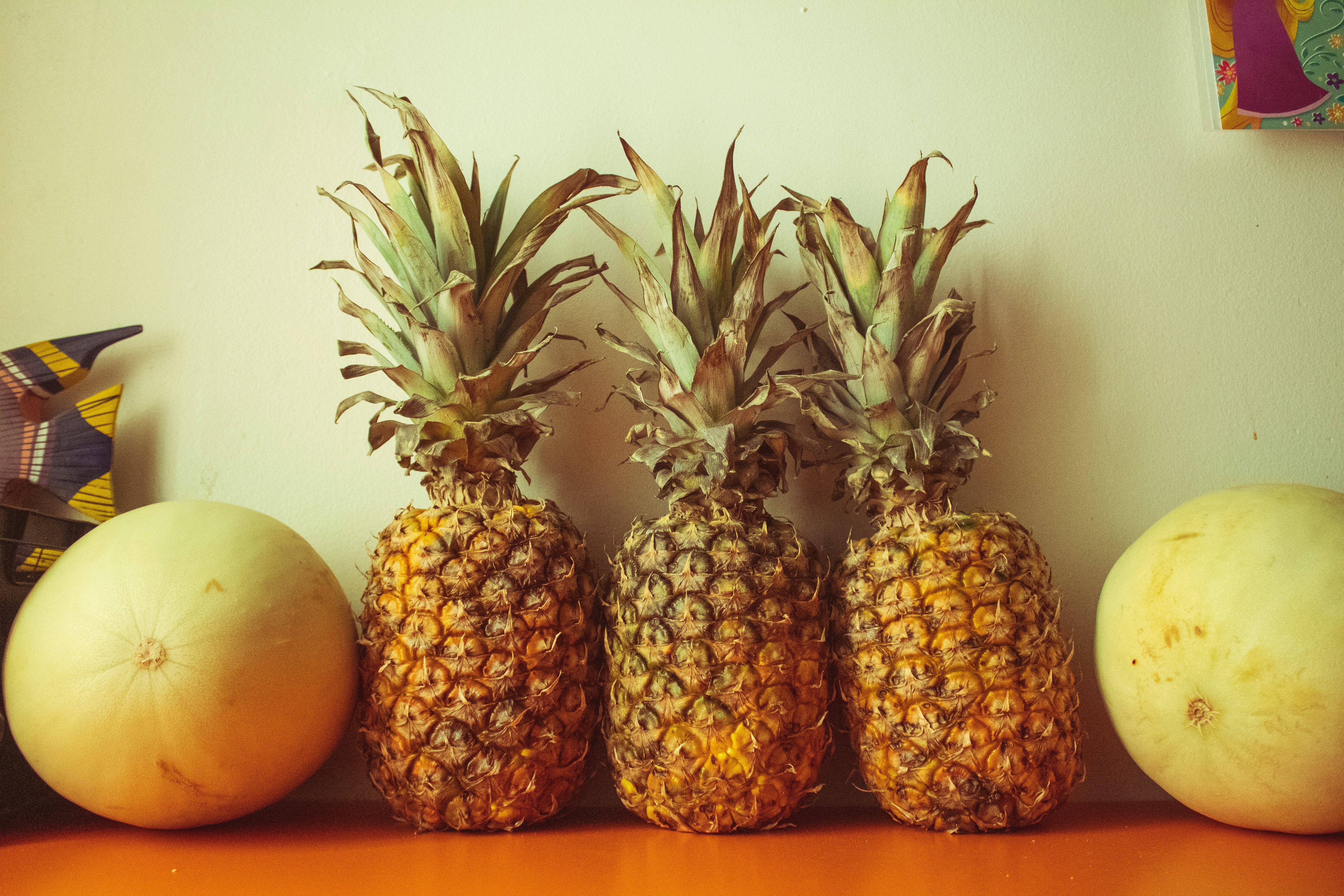 Pineapple fruit and orange fruit