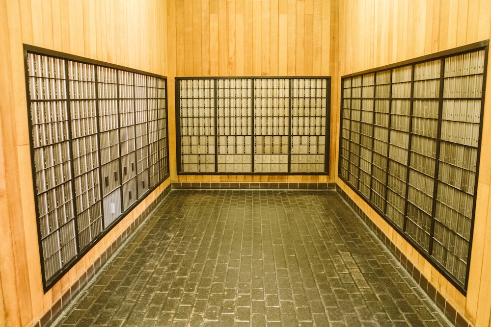 brown wooden wall with glass windows