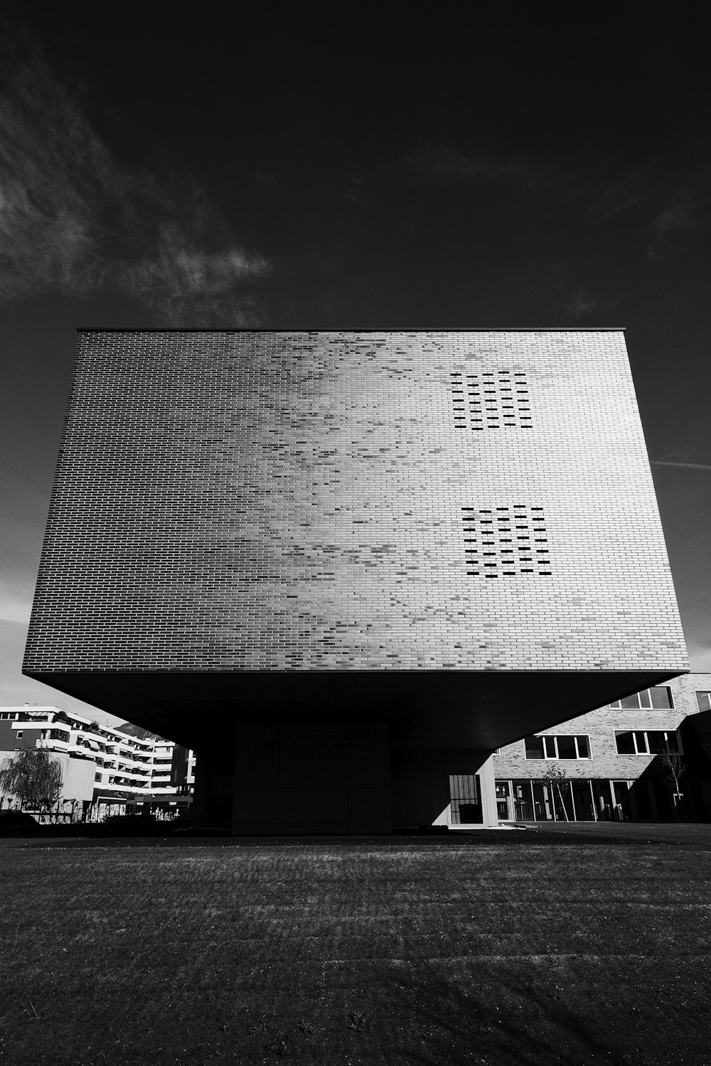 grayscale photo of a building