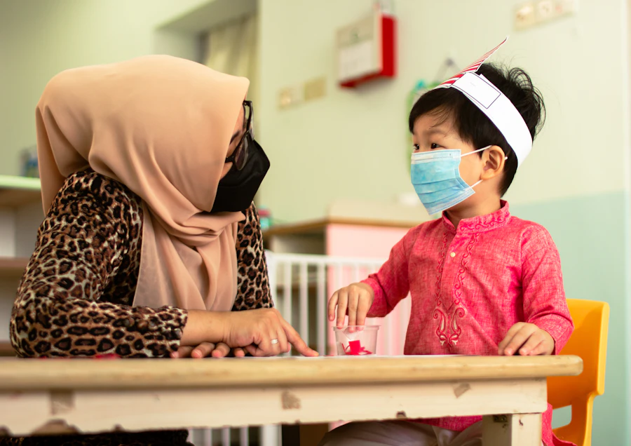 Speech pathologist working with a child