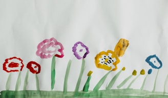 pink yellow and green flower decors