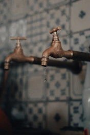 brown wooden water pipe with water drop