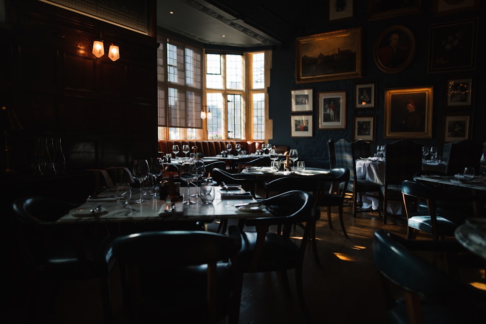 black wooden table and chairs