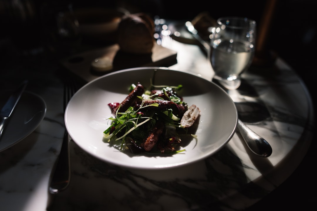 vegetable salad on white ceramic plate