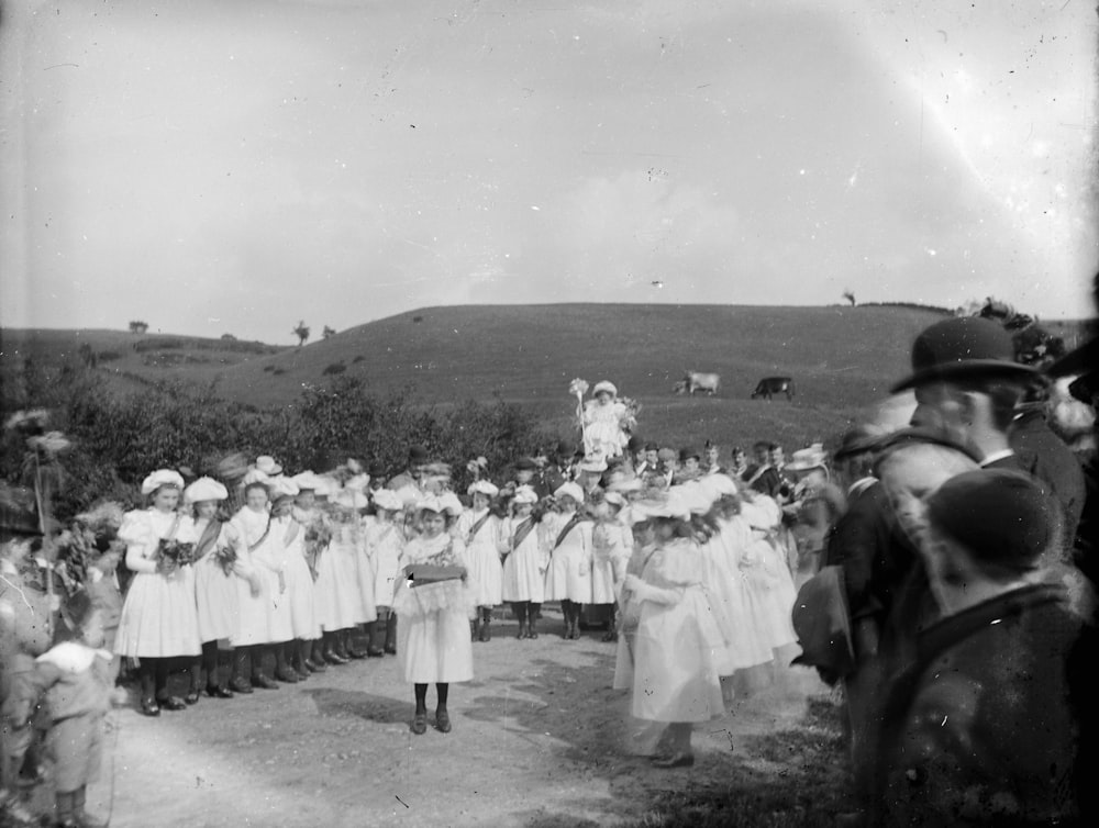 group of people in white robe