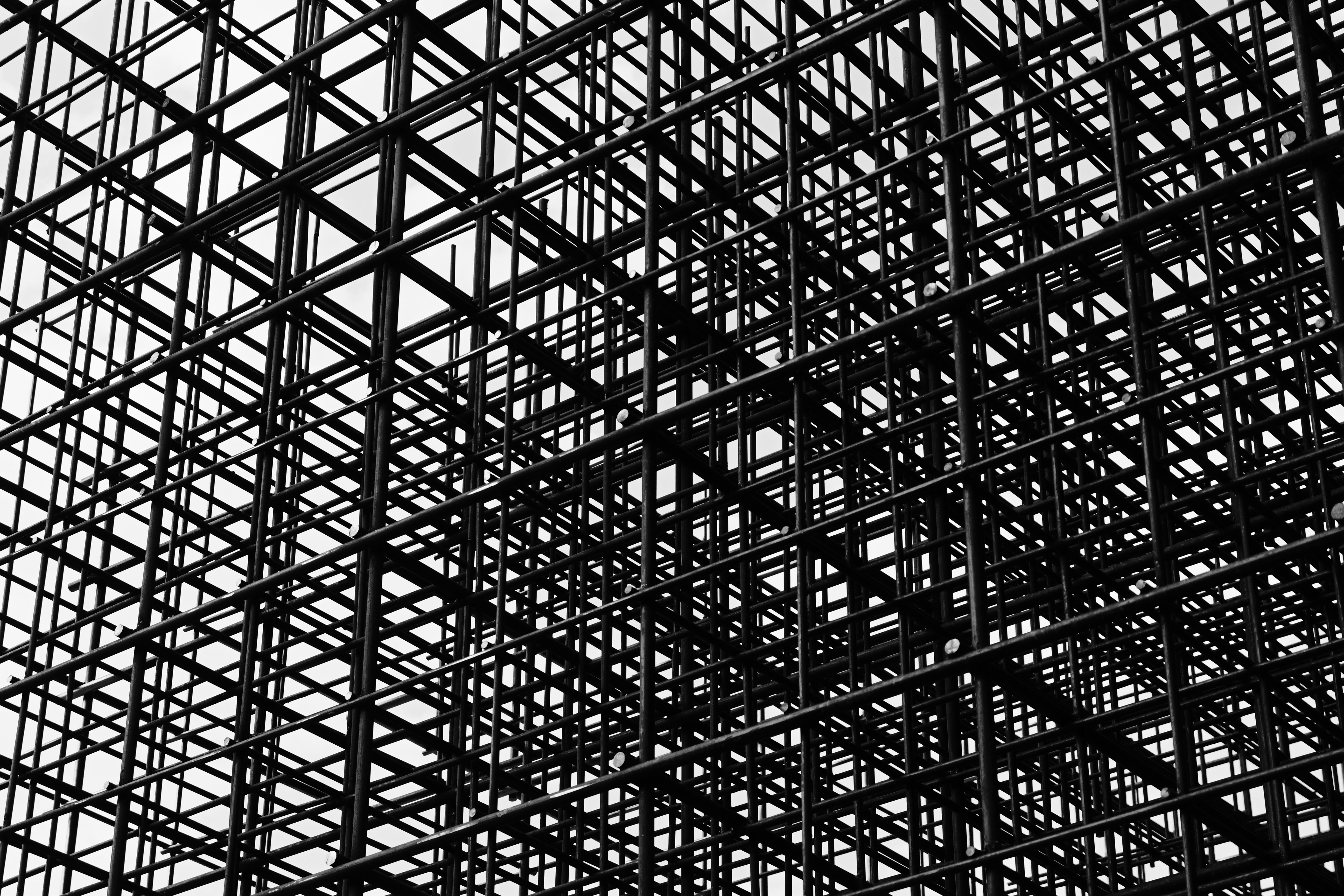 black and white building windows