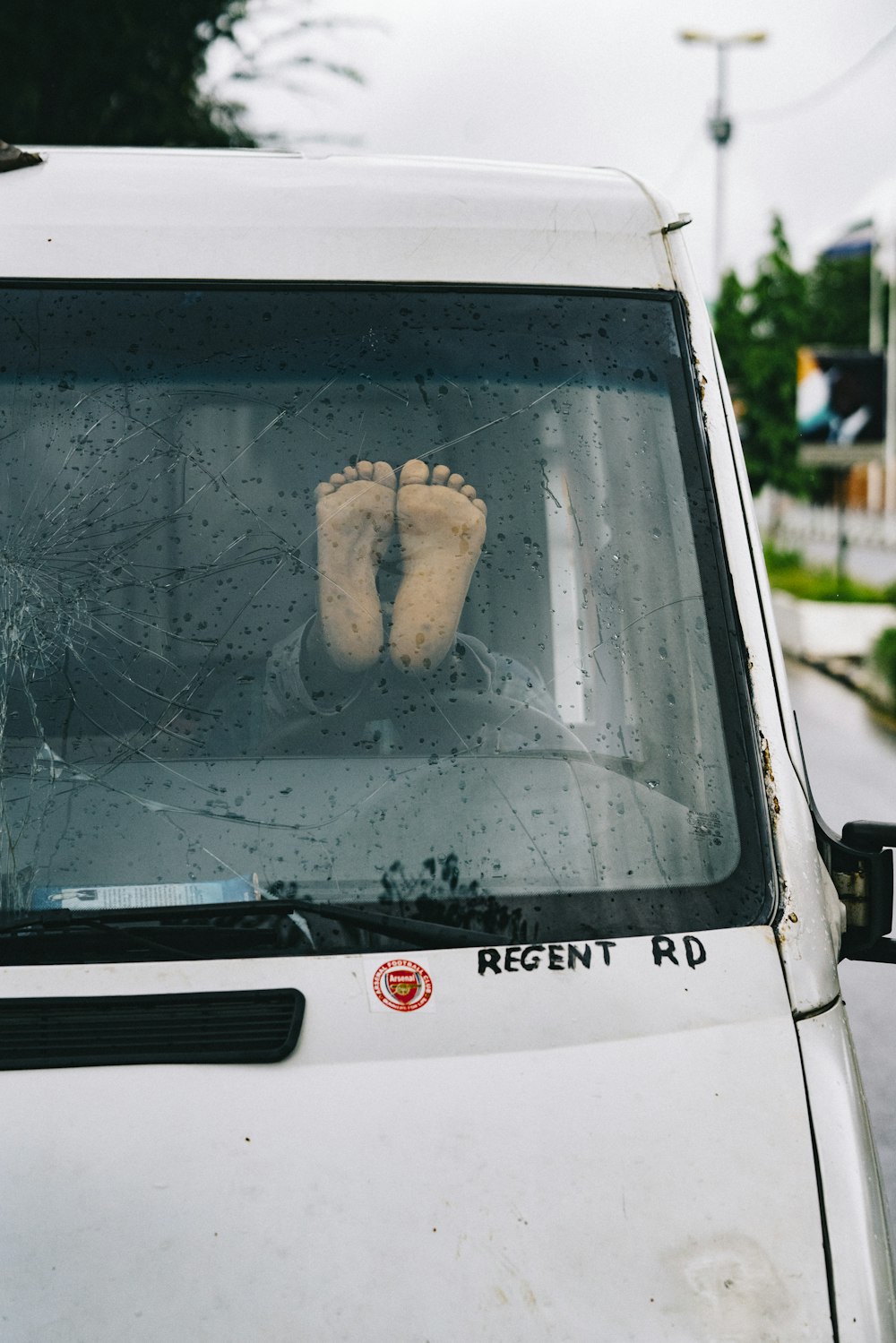 white and black car door