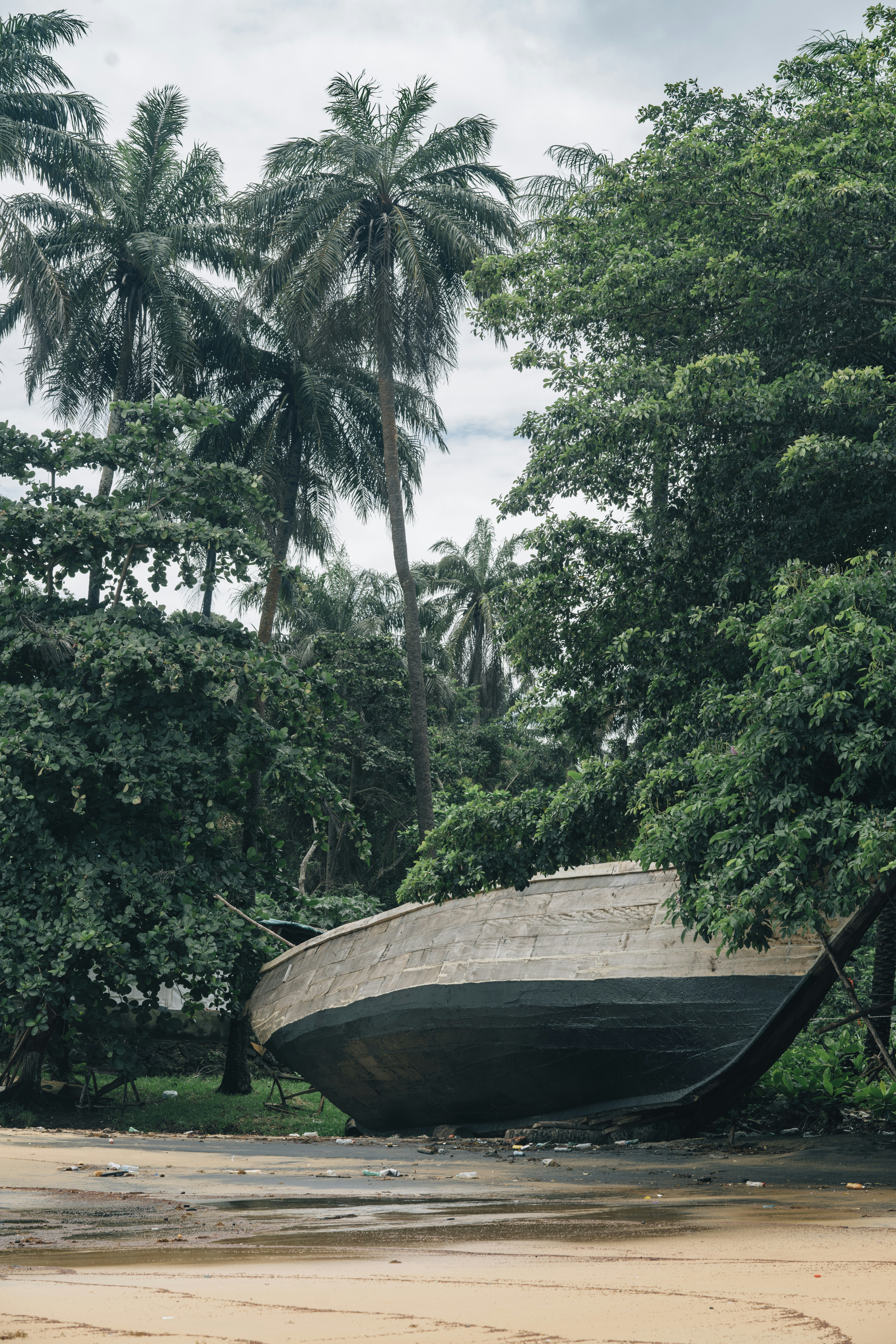 Stranded boat on Banana Islands in Sierra Leone