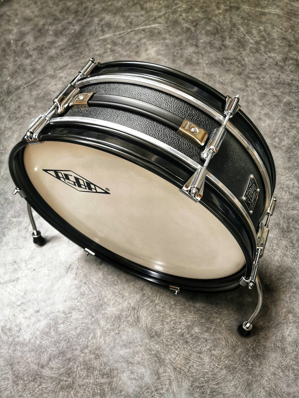 black and white drum set