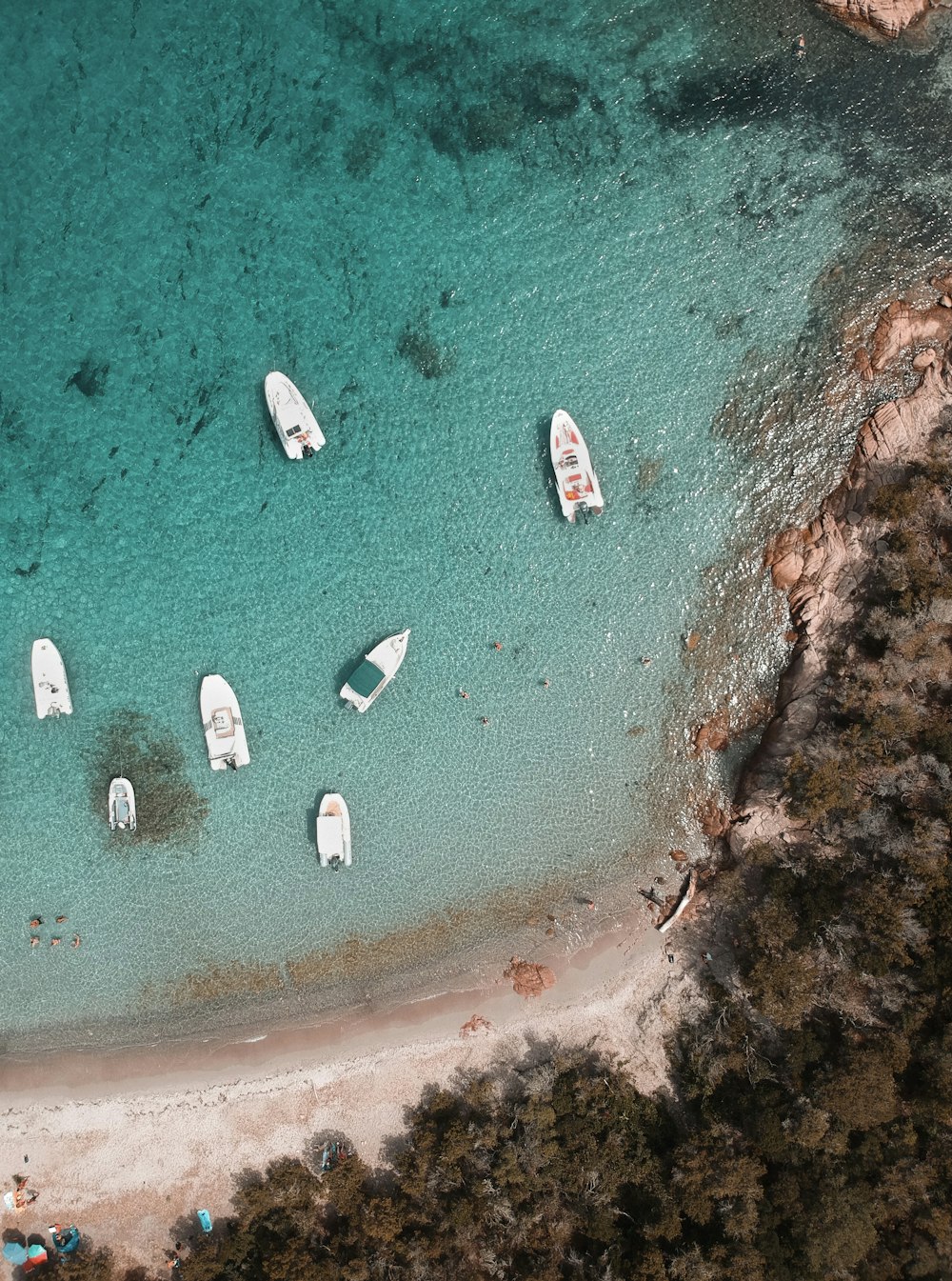 aerial view of boats on sea during daytime