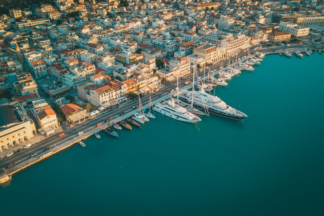 aerial view of city buildings during night time