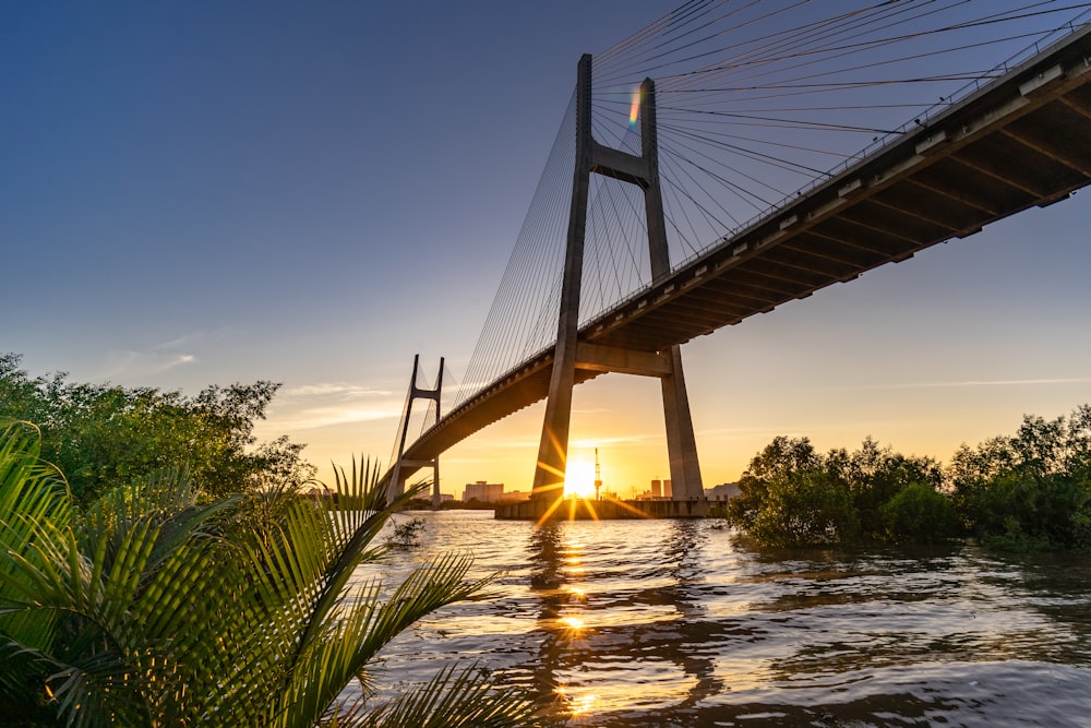 bridge over water during night time