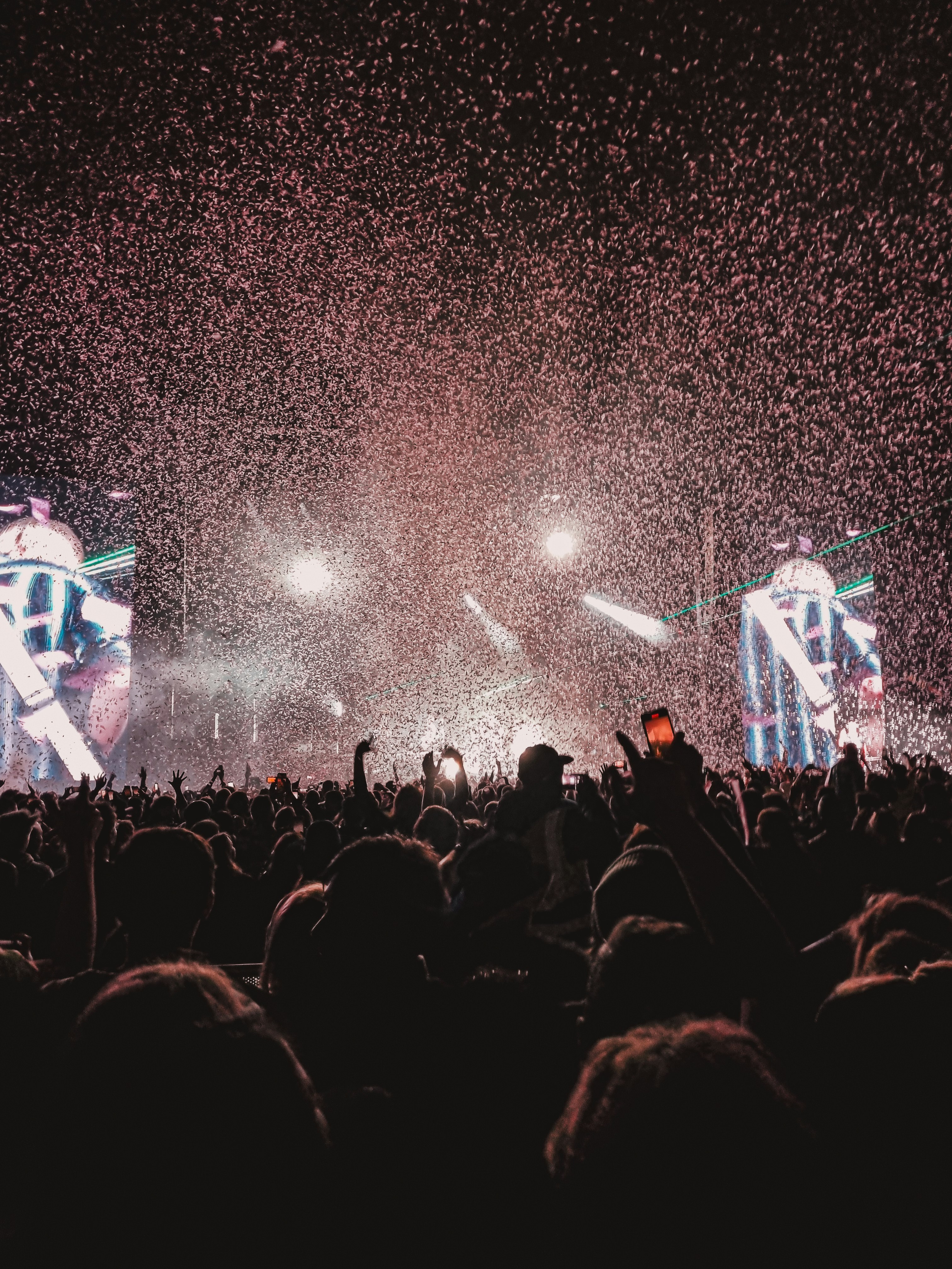 people watching concert during night time