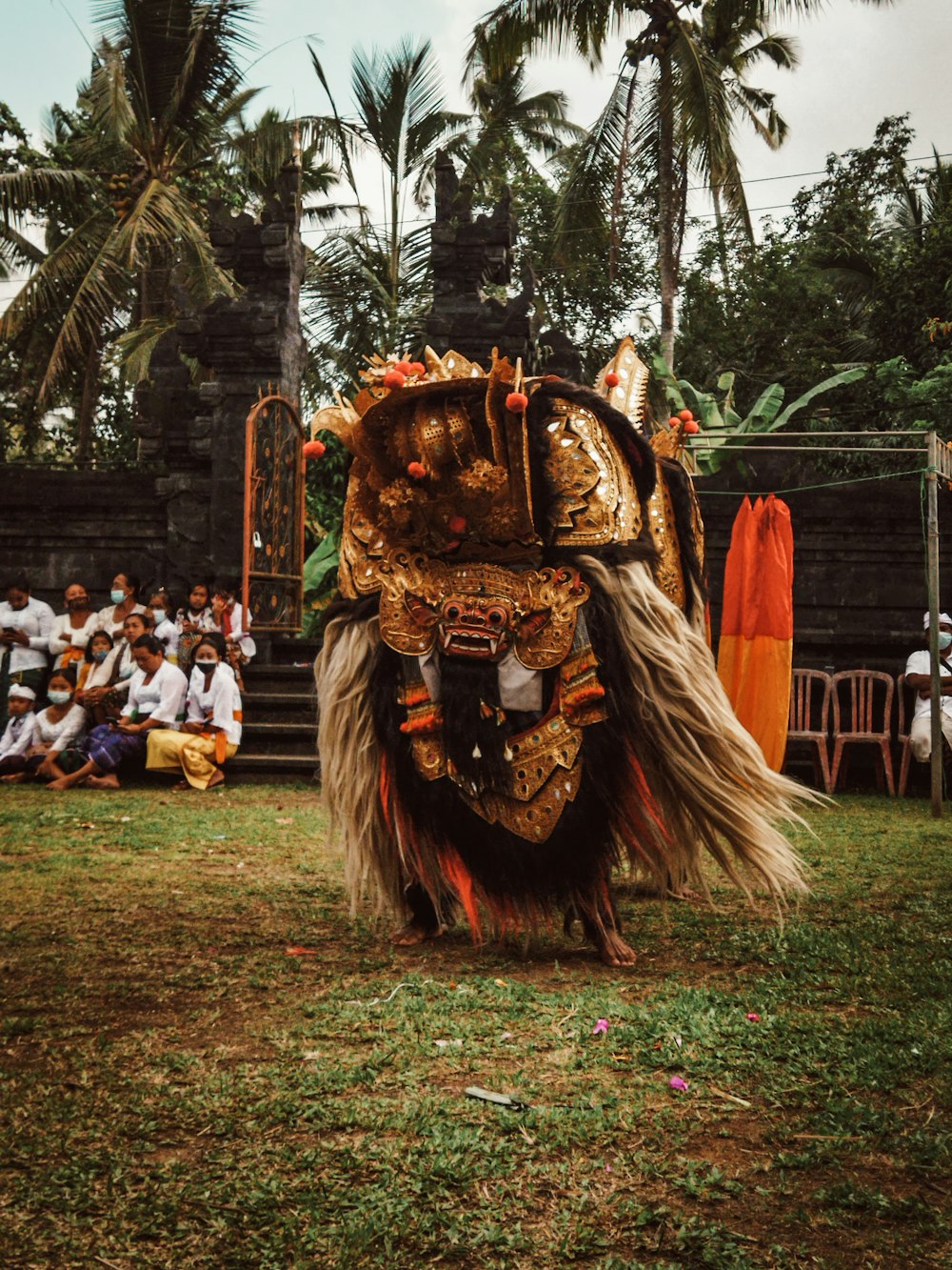 people in lion costume standing on green grass field during daytime