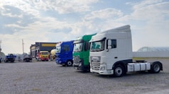 white and green truck on gray asphalt road during daytime