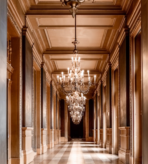 white and brown hallway with white ceiling