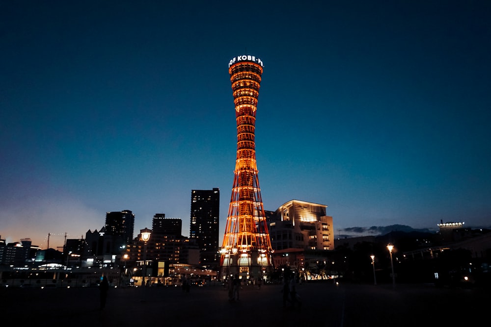 lighted high rise building during night time