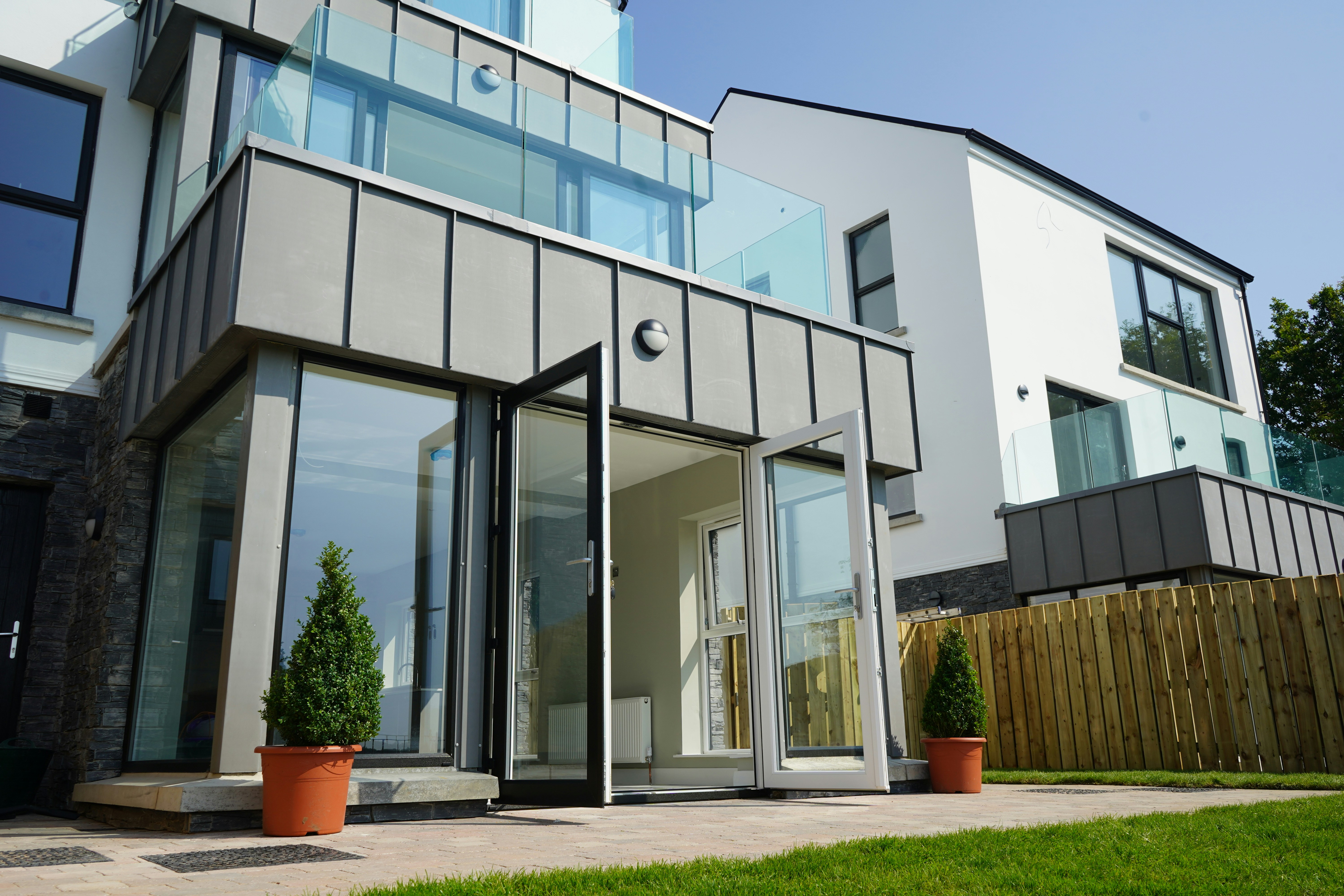 white and blue concrete building