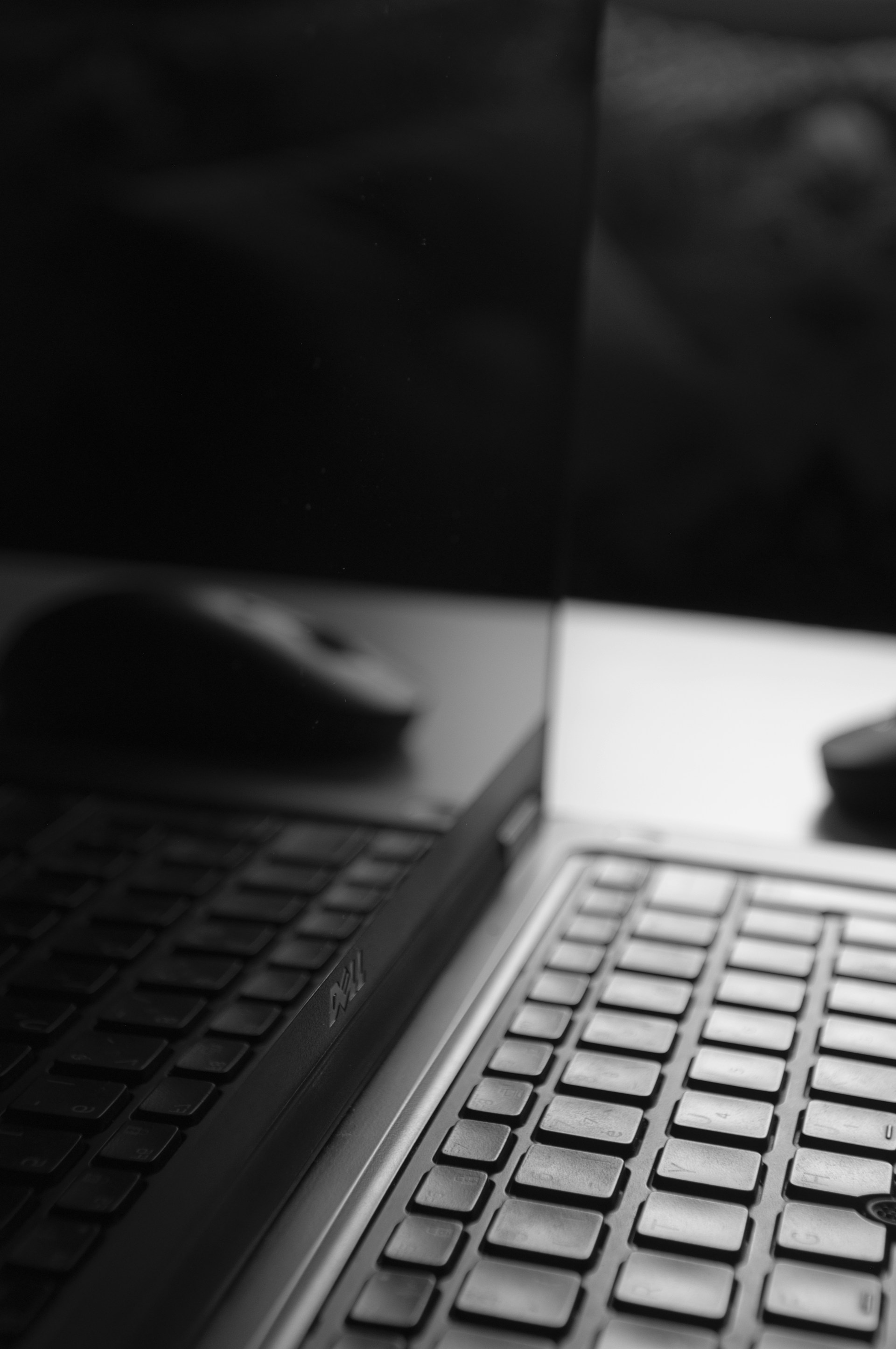 black and white laptop computer