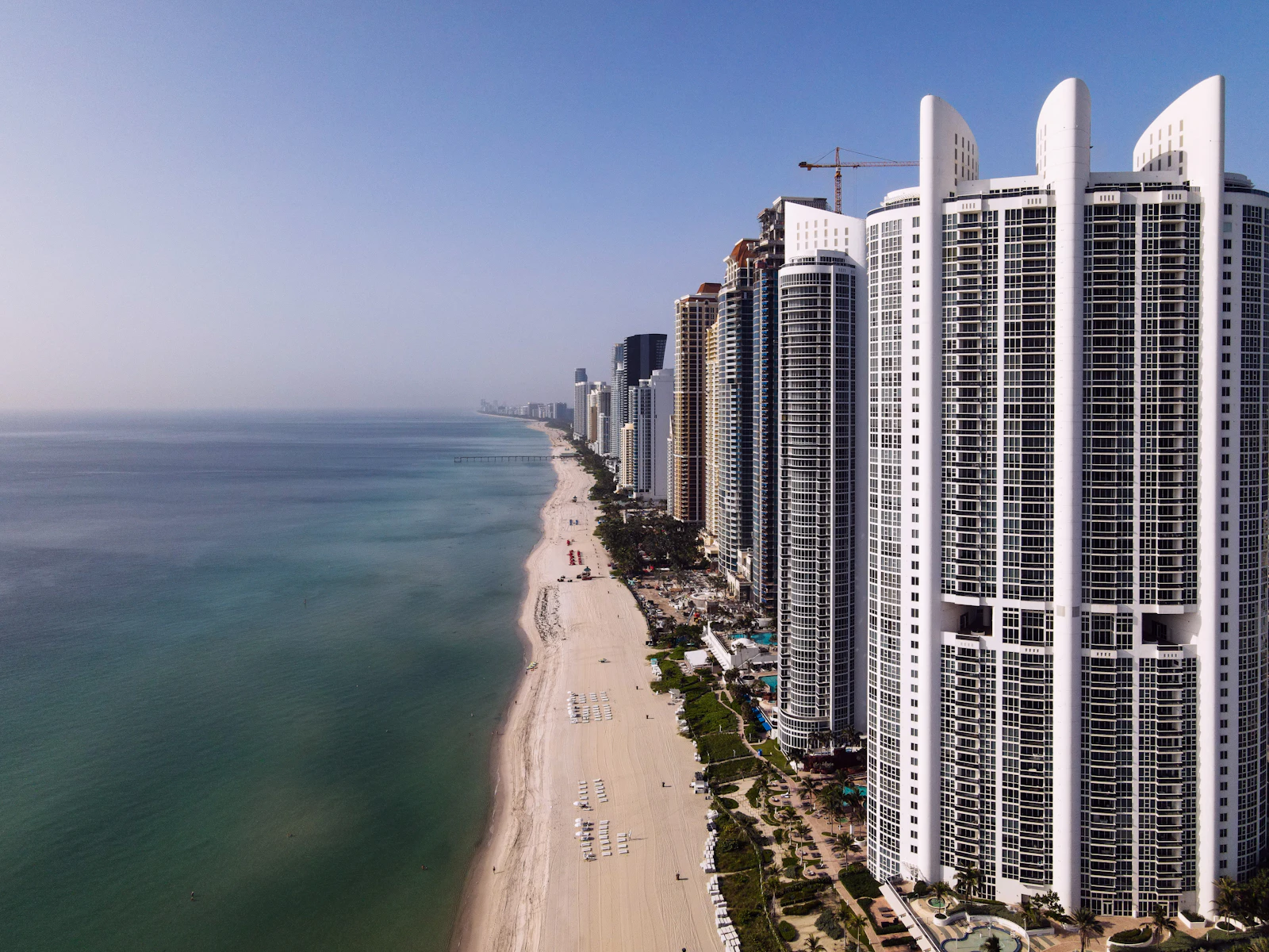 Oceanfront towers in Sunny Isles Beach from above