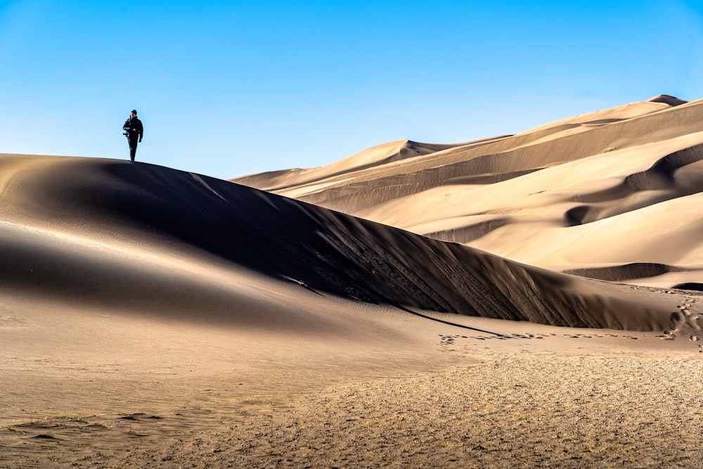 person walking on brown sand during daytime