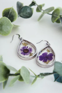 silver and purple heart pendant