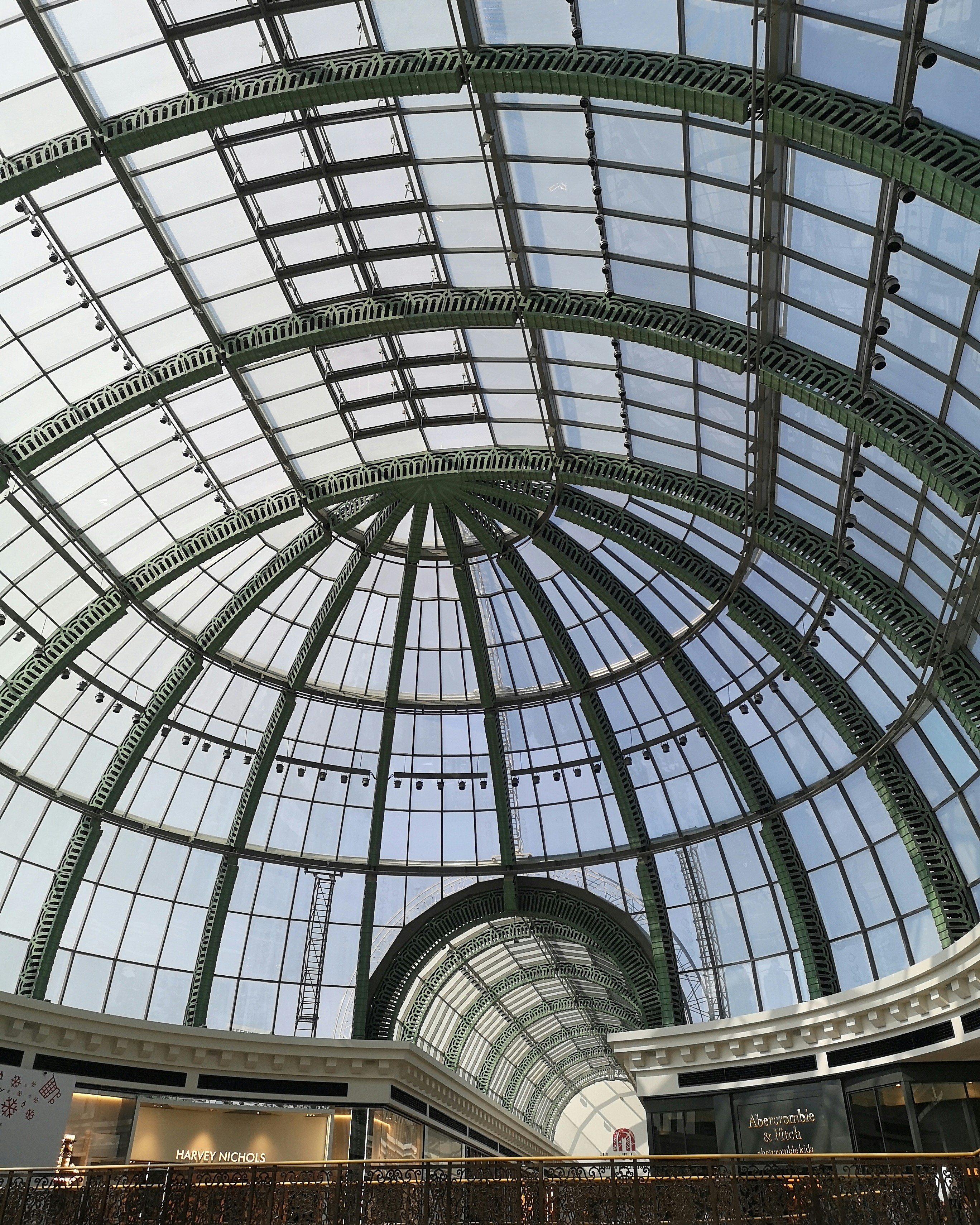 black metal frame glass roof