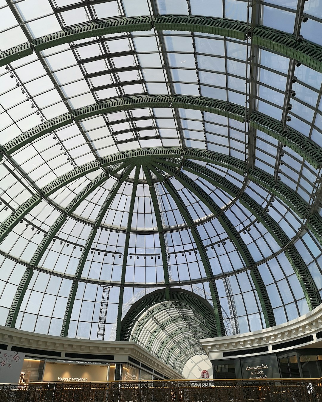 black metal frame glass roof