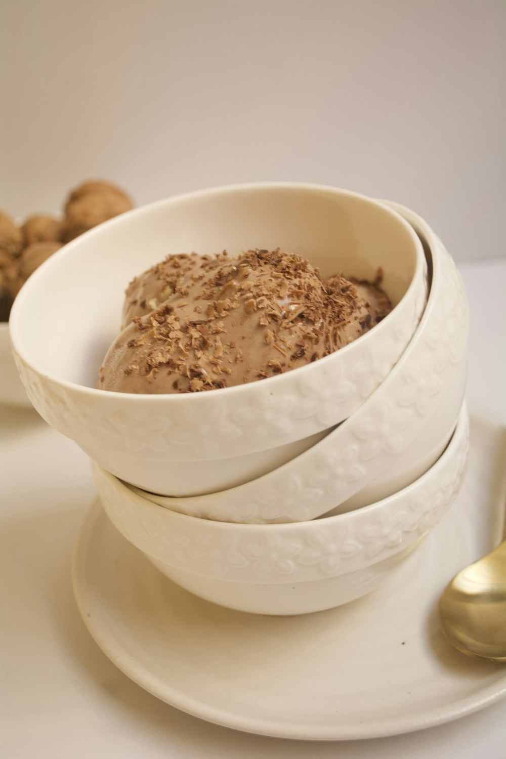 brown powder in white ceramic bowl