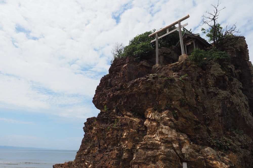 brown rock formation near body of water during daytime