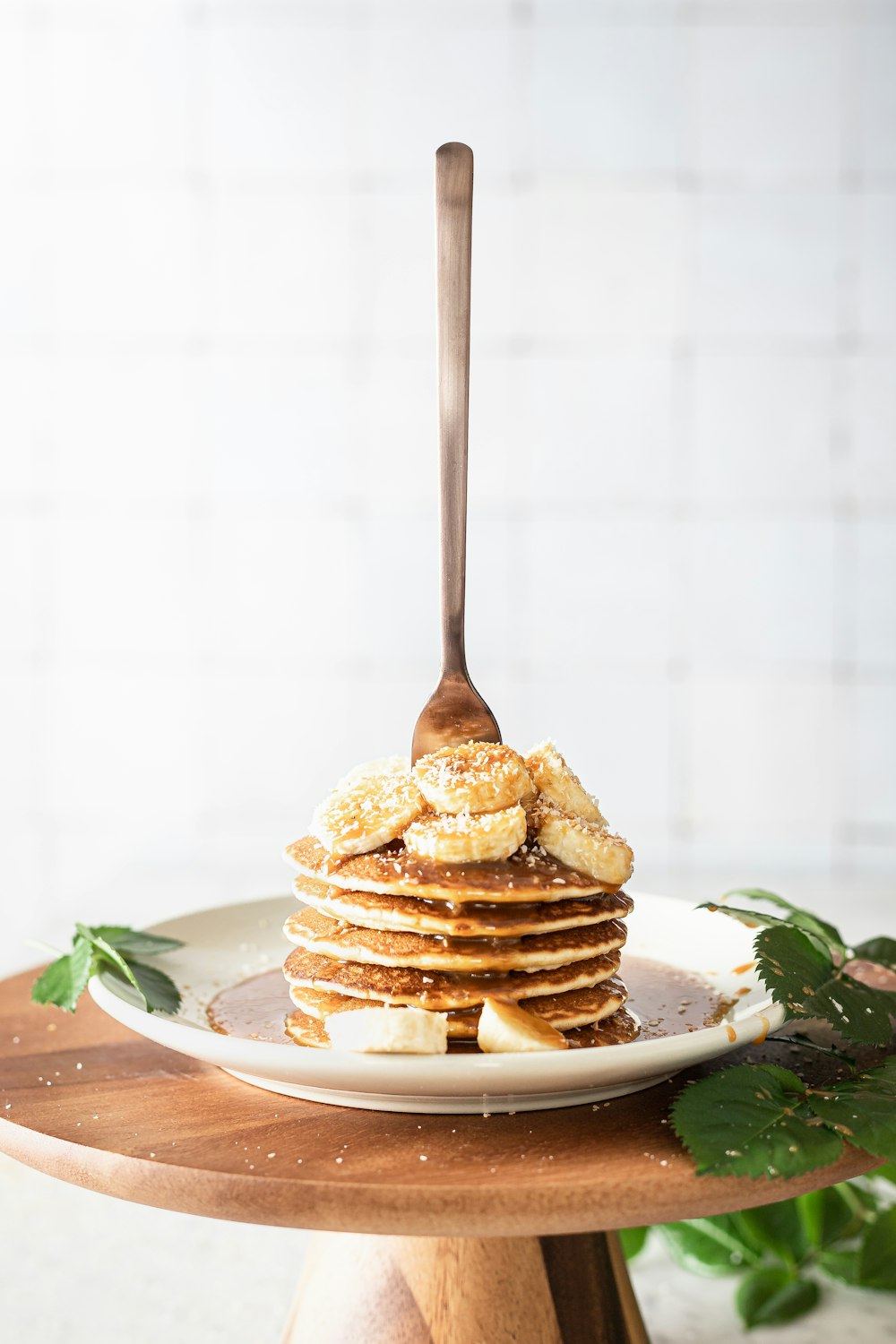 brown and white waffle on white ceramic plate