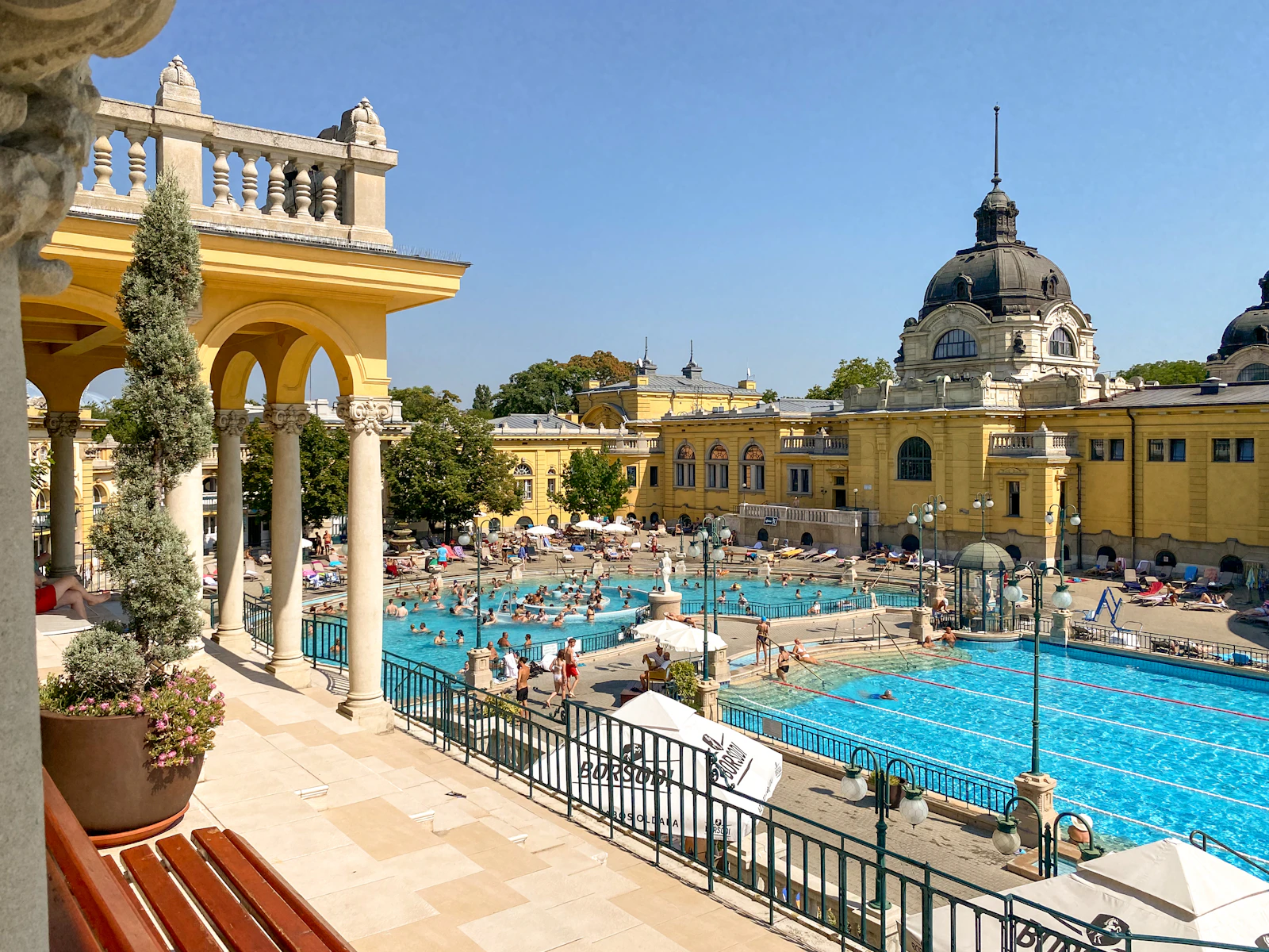 Outdoor pools at Széchenyi Thermal Bath in Budapest