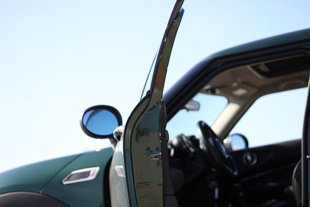 black car with black steering wheel