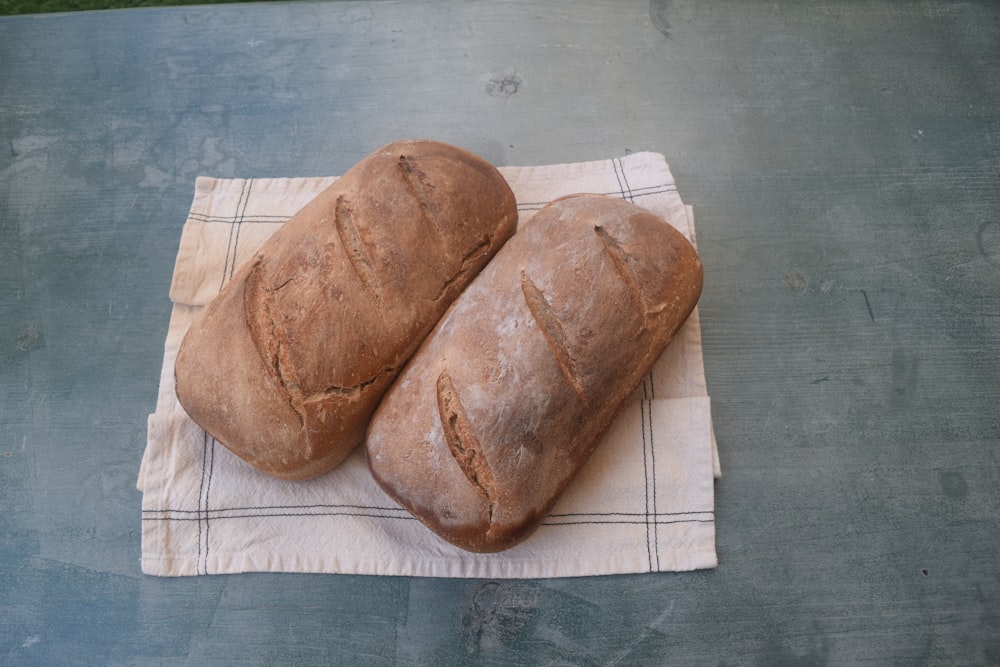 brown bread on white paper