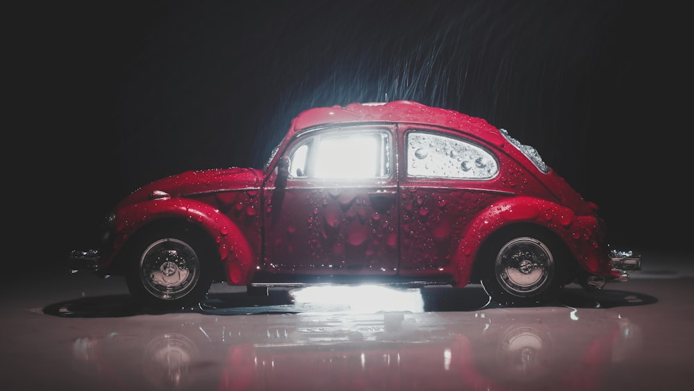 red car with red lights