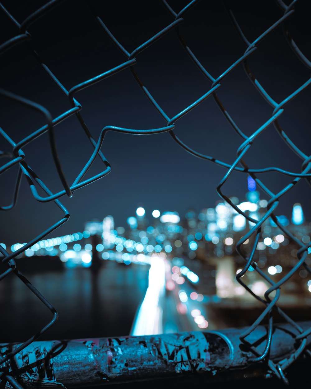 blue and white string lights