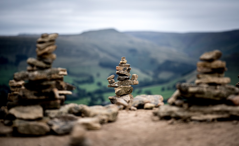 brown stone stack on brown rock