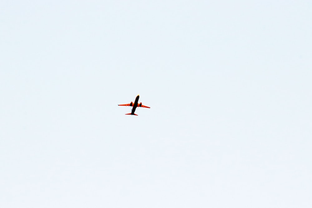 red airplane in mid air